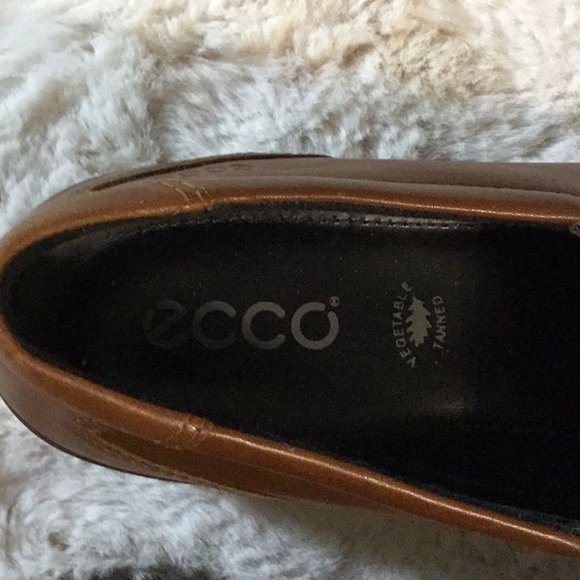 ECCO Camel Brown Leather Shock Point Loafers Comfort Walking Shoes 38 - Picture 5 of 15